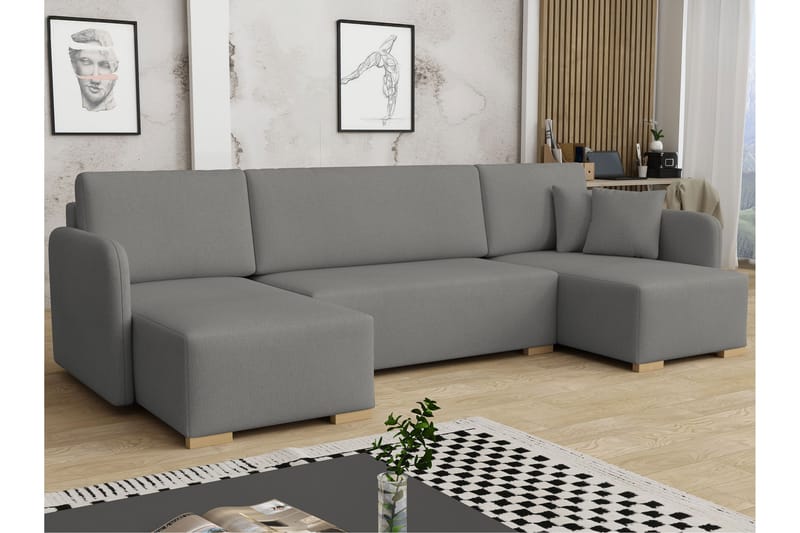 Amelus Bäddsoffa Dubbeldivan 4-sits - Grå - Möbler - Soffa - Bäddsoffa - U bäddsoffa