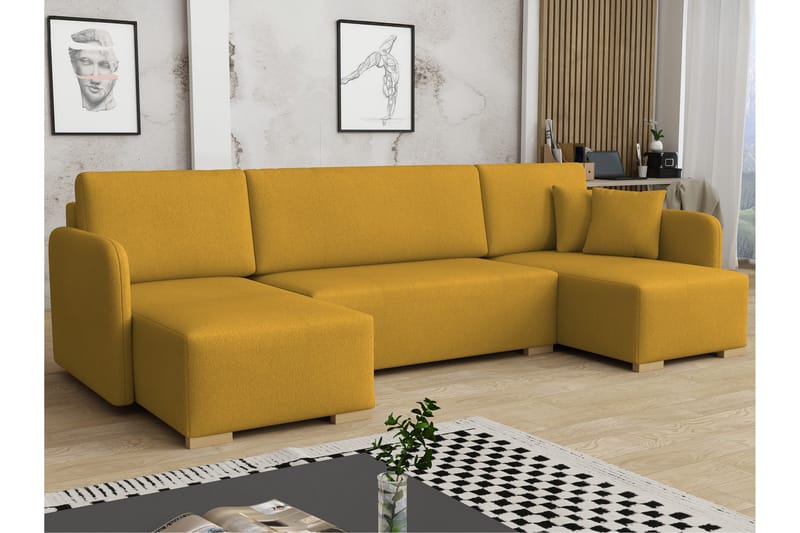 Amelus Bäddsoffa Dubbeldivan 4-sits - Gul - Möbler - Soffa - Bäddsoffa - U bäddsoffa