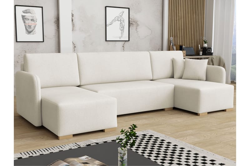 Amelus Bäddsoffa Dubbeldivan 4-sits - Vit - Möbler - Soffa - Bäddsoffa - U bäddsoffa