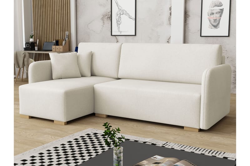 Amelus Bäddsoffa m. Divan 4-sits - Vit - Möbler - Soffa - Bäddsoffa - Bäddsoffa divan