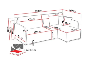 Amelus Bäddsoffa m. Divan 4-sits - Vit - Möbler - Soffa - Bäddsoffa - Bäddsoffa divan