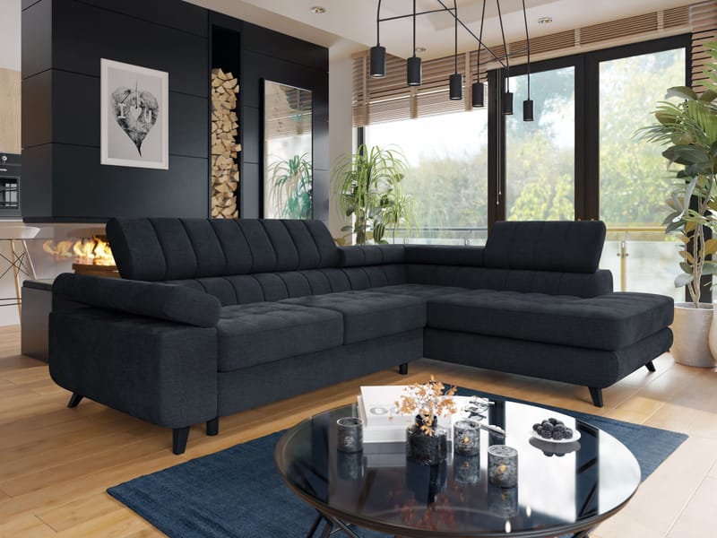 Amshyttan 4-sits Bäddsoffa med Schsälong Höger - Svart - Möbler - Soffa - Bäddsoffa - Hörnbäddsoffa