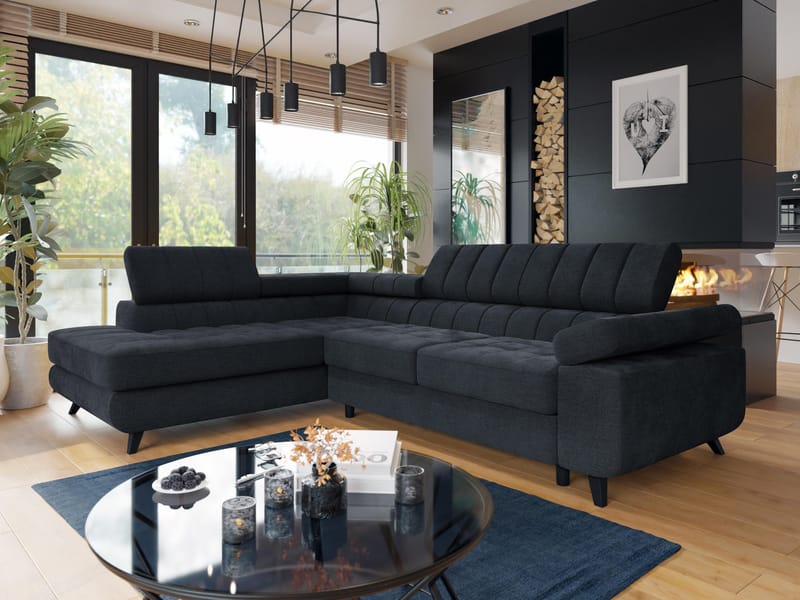 Amshyttan 4-sits Bäddsoffa med Schsälong Vänster - Svart - Möbler - Soffa - Bäddsoffa - Hörnbäddsoffa