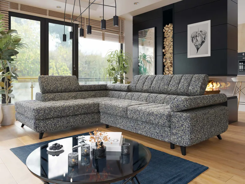 Amshyttan Bäddsoffa med Schäslong 4-sits, Blå