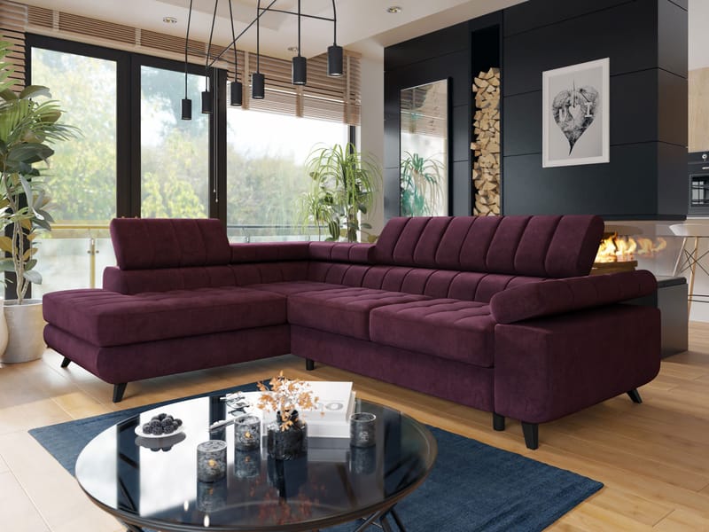 Amshyttan Bäddsoffa med Schäslong 4-sits, Lila