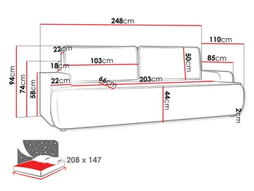 Avignon Bäddsoffa 3-sits - Grå - Möbler - Soffa - Bäddsoffa - 3 sits bäddsoffa