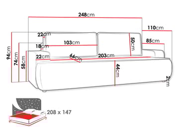 Avignon Bäddsoffa 3-sits - Vit - Möbler - Soffa - Bäddsoffa - 3 sits bäddsoffa