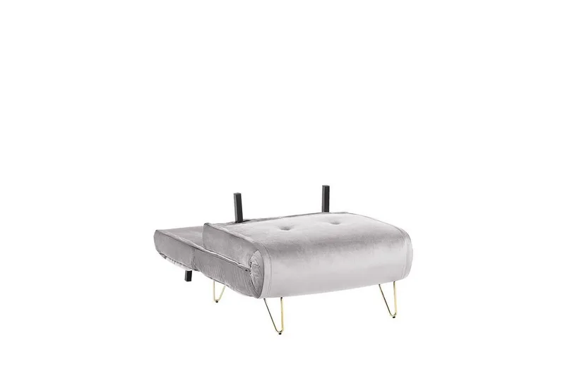 Bäddsoffa 1-sits sammet grå VESTFOLD - Grå - Möbler - Soffa - Bäddsoffa - Framåtbäddad bäddsoffa