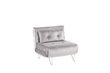 Bäddsoffa 1-sits sammet grå VESTFOLD - Grå - Möbler - Soffa - Bäddsoffa - Framåtbäddad bäddsoffa