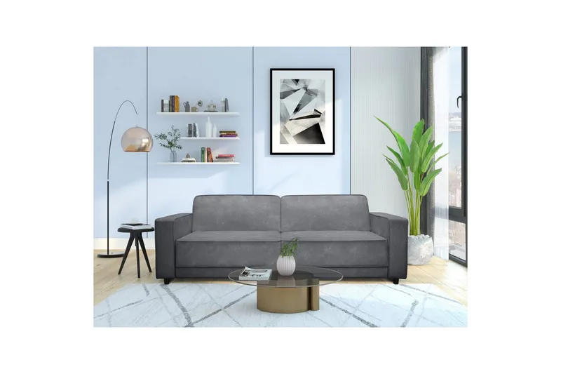 Bäddsoffa Allie Antracit, Sammet, 81x225x91 cm - Antracit, Sammet, 81x225x91 cm - Möbler - Soffa - Bäddsoffa - 3 sits bäddsoffa