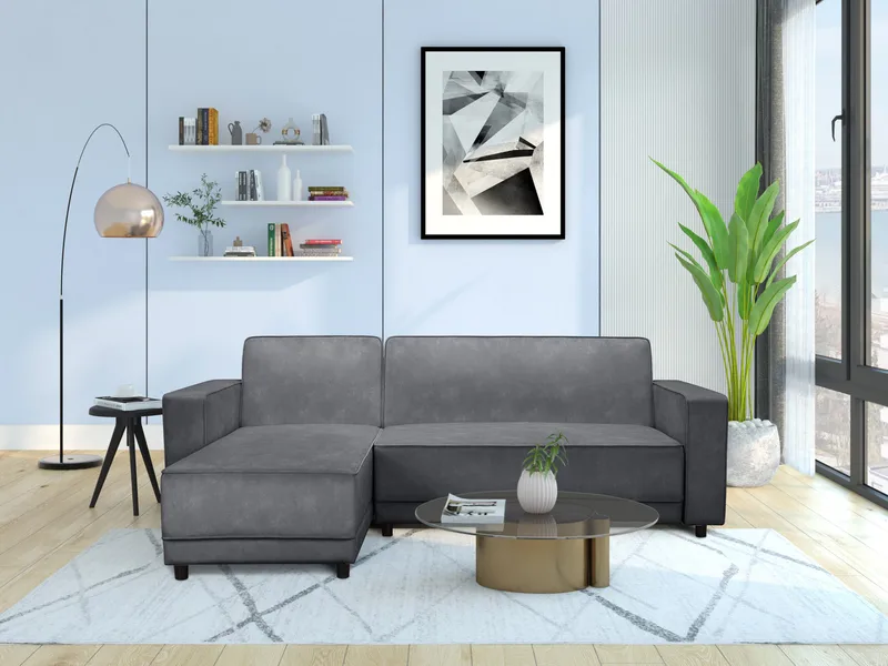 Bäddsoffa Allie Antracit, Sammet, 82x229x154 cm - Antracit, Sammet, 82x229x154 cm - Möbler - Soffa - Bäddsoffa - Bäddsoffa divan