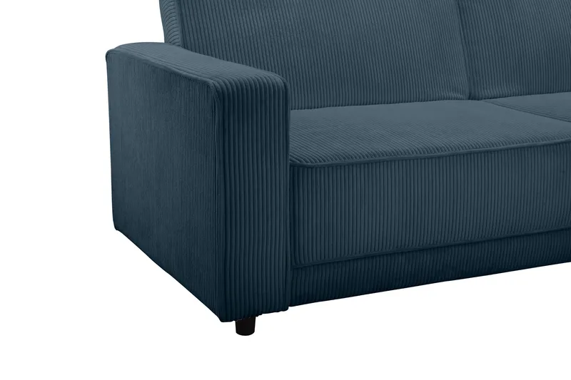 Bäddsoffa Allie Blå, Cordoroy, 81x225x91 cm - Blå, Cordoroy, 81x225x91 cm - Möbler - Soffa - Bäddsoffa - 3 sits bäddsoffa