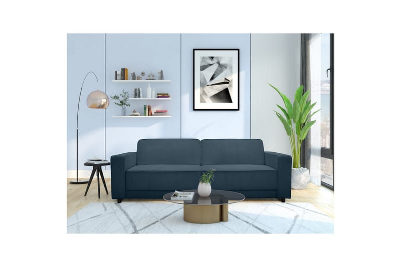 Bäddsoffa Allie Blå, Cordoroy, 81x225x91 cm - Blå, Cordoroy, 81x225x91 cm - Möbler - Soffa - Bäddsoffa - 3 sits bäddsoffa