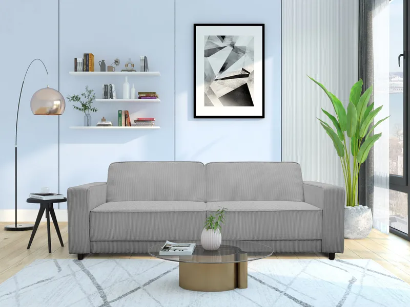 Bäddsoffa Allie Grå, Cordoroy, 81x225x91 cm - Grå, Cordoroy, 81x225x91 cm - Möbler - Soffa - Bäddsoffa - 3 sits bäddsoffa