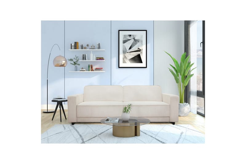 Bäddsoffa Allie Kräm, Cordoroy, 81x225x91 cm - Kräm, Cordoroy, 81x225x91 cm - Möbler - Soffa - Bäddsoffa - 3 sits bäddsoffa