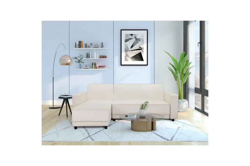 Bäddsoffa Allie Kräm, Sammet, 82x229x154 cm - Kräm, Sammet, 82x229x154 cm - Möbler - Soffa - Bäddsoffa - Bäddsoffa divan