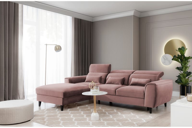 3-sits Bäddsoffa m. Divan Manni med Förvaring - Rosa - Bäddsoffa divan