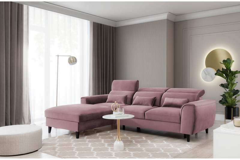 3-sits Bäddsoffa m. Divan Manni med Förvaring - Rosa - Bäddsoffa divan