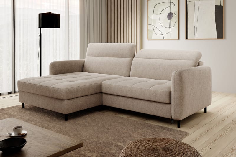 3-sits Bäddsoffa m. Divan Manoti med Förvaring - Beige - Möbler - Soffa - Bäddsoffa - Bäddsoffa divan
