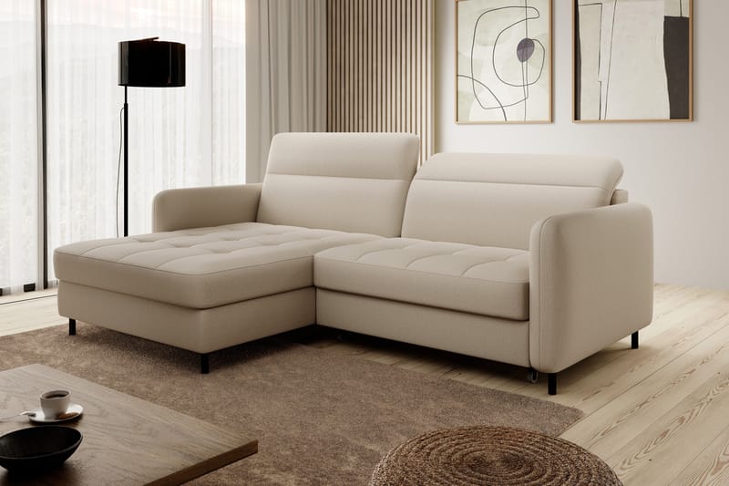 3-sits Bäddsoffa m. Divan Manoti med Förvaring - Ljusbeige - Möbler - Soffa - Bäddsoffa - Bäddsoffa divan