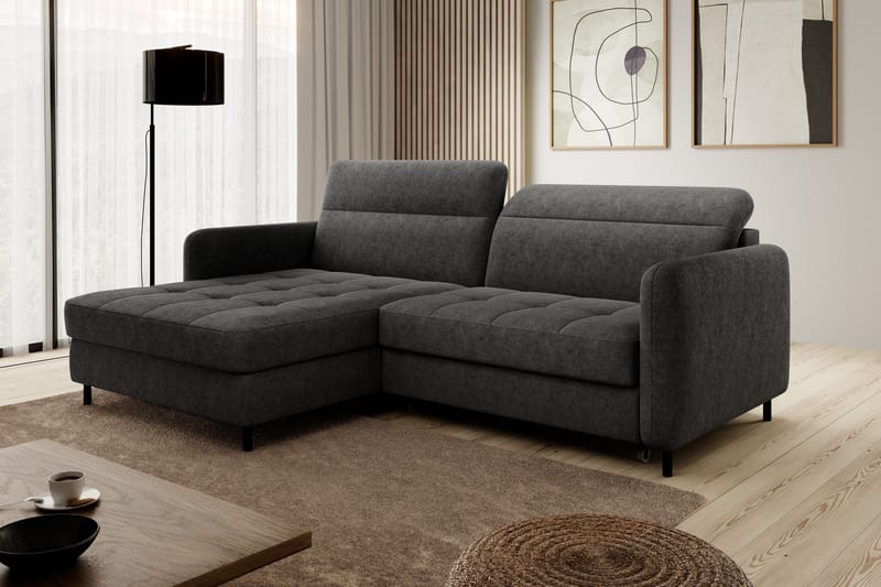 3-sits Bäddsoffa m. Divan Manoti med Förvaring - Mörkgrå - Möbler - Soffa - Bäddsoffa - Bäddsoffa divan