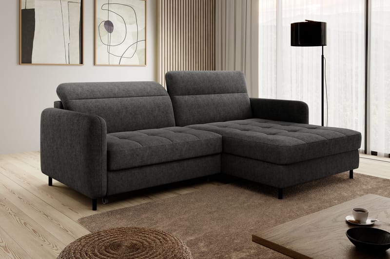 3-sits Bäddsoffa m. Divan Manoti med Förvaring - Mörkgrå - Möbler - Soffa - Bäddsoffa - Bäddsoffa divan