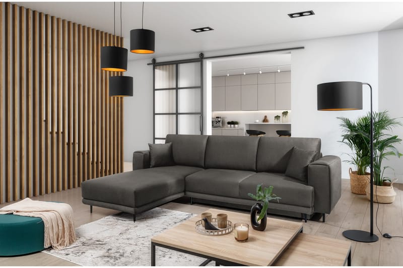 3-sits Bäddsoffa m. Divan Smithville med Förvaring - Grå - Möbler - Soffa - Bäddsoffa - Bäddsoffa divan
