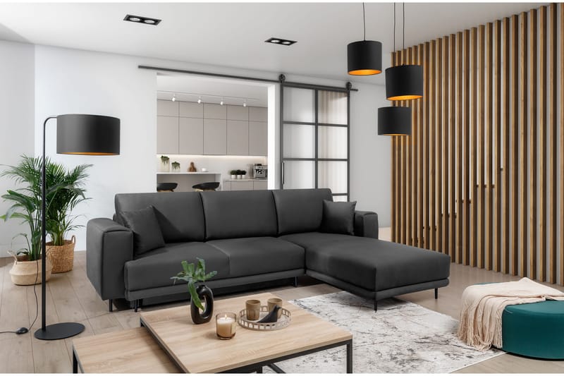 3-sits Bäddsoffa m. Divan Smithville med Förvaring - Mörkgrå - Möbler - Soffa - Bäddsoffa - Bäddsoffa divan
