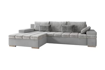 3-sits Bäddsoffa med Divan Consuelo Vänster med Förvaring - Sammet/Grå - Möbler - Soffa - Bäddsoffa - Bäddsoffa divan