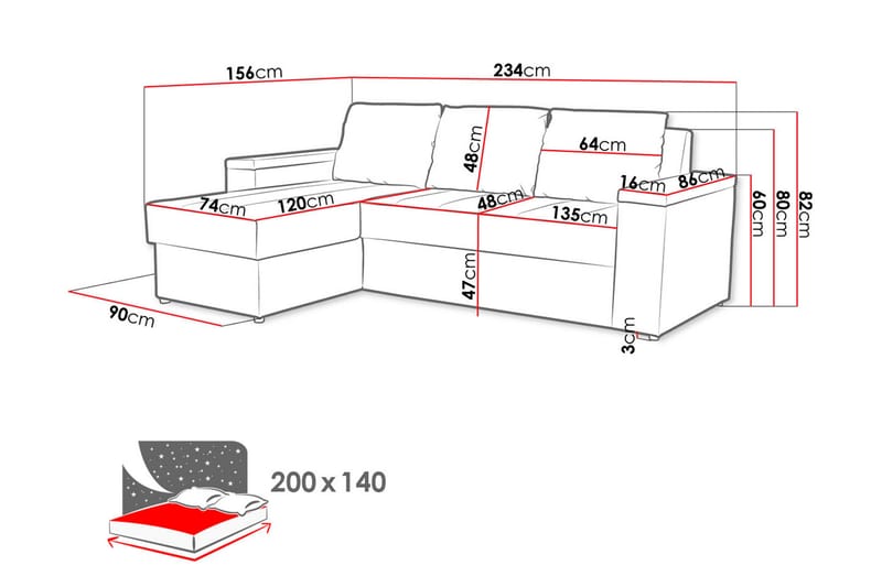3-sits Bäddsoffa med Divan Herisa med Förvaring - Blå/Grå - Möbler - Soffa - Bäddsoffa - Bäddsoffa divan