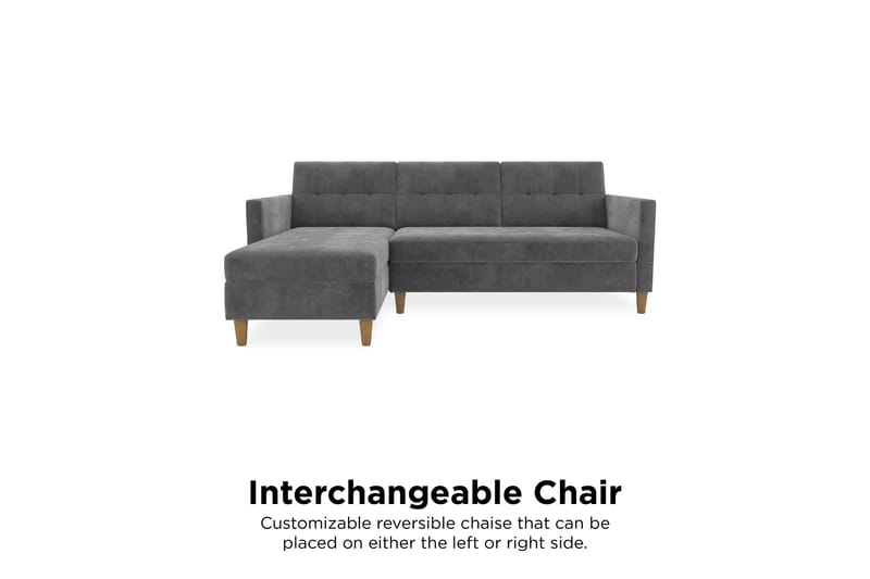 3-sits Divanbäddsoffa Hartford Grå - Dorel Home - Möbler - Soffa - Bäddsoffa - Bäddsoffa divan