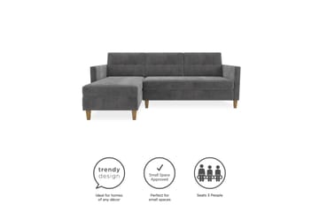 3-sits Divanbäddsoffa Hartford Grå - Dorel Home - Möbler - Soffa - Bäddsoffa - Bäddsoffa divan
