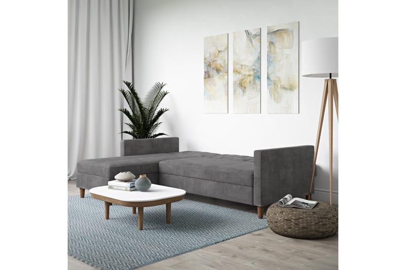 3-sits Divanbäddsoffa Hartford Grå - Dorel Home - Möbler - Soffa - Bäddsoffa - Bäddsoffa divan