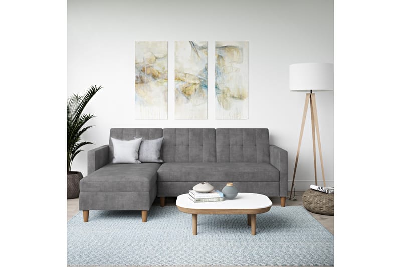 3-sits Divanbäddsoffa Hartford Grå - Dorel Home - Möbler - Soffa - Bäddsoffa - Bäddsoffa divan
