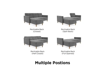 3-sits Divanbäddsoffa Hartford Grå - Dorel Home - Möbler - Soffa - Bäddsoffa - Bäddsoffa divan