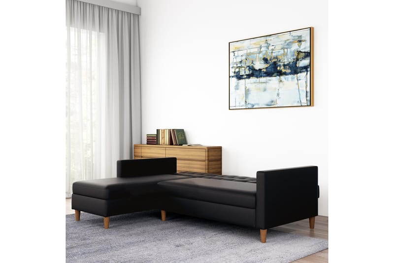 3-sits Divanbäddsoffa Hartford Konstläder/Svart - Dorel Home - Bäddsoffa divan