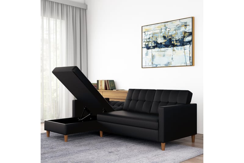 3-sits Divanbäddsoffa Hartford Konstläder/Svart - Dorel Home - Bäddsoffa divan