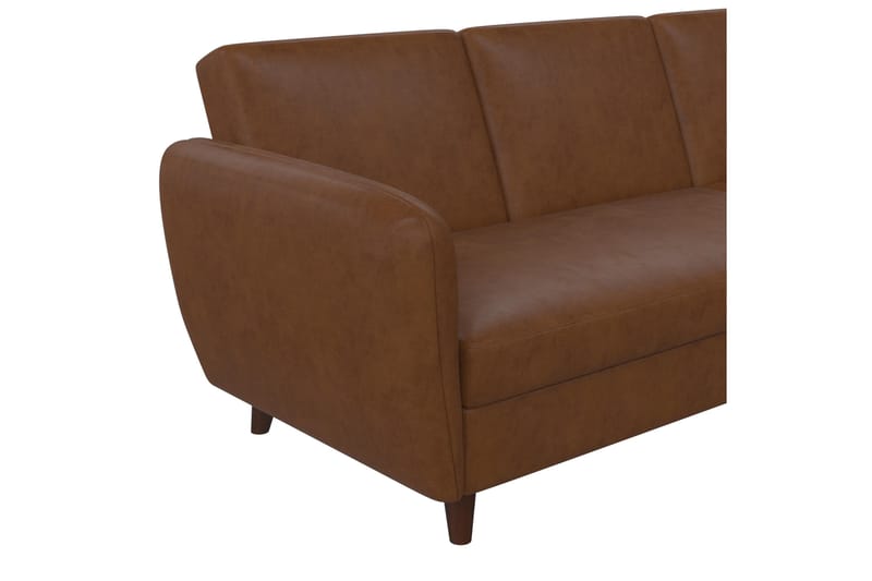 3-sits Divanbäddsoffa Perry Ställbar Konstläder/Brun/Trä - Novogratz - Bäddsoffa divan