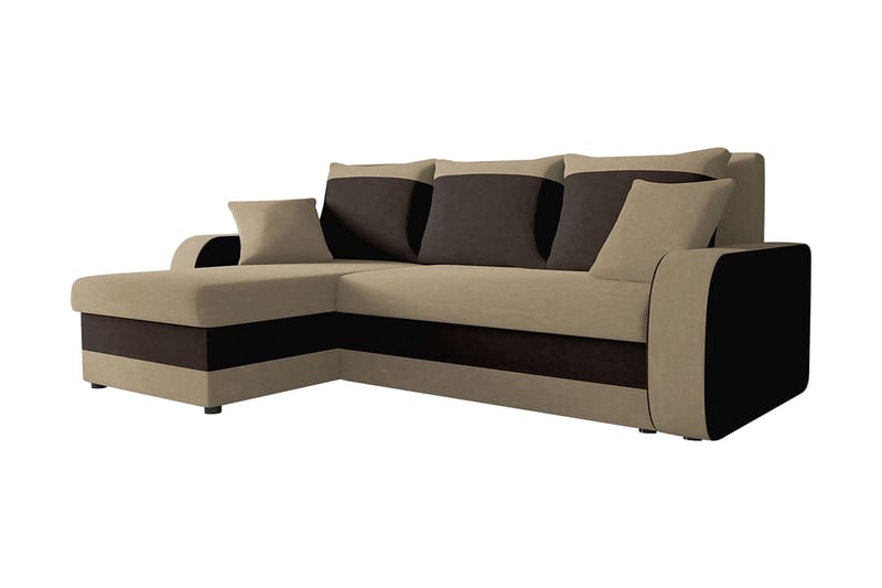 3-sits Hörnbäddsoffa Nyarp Universal - Beige/Brun - Sammetssoffa - Bäddsoffa divan