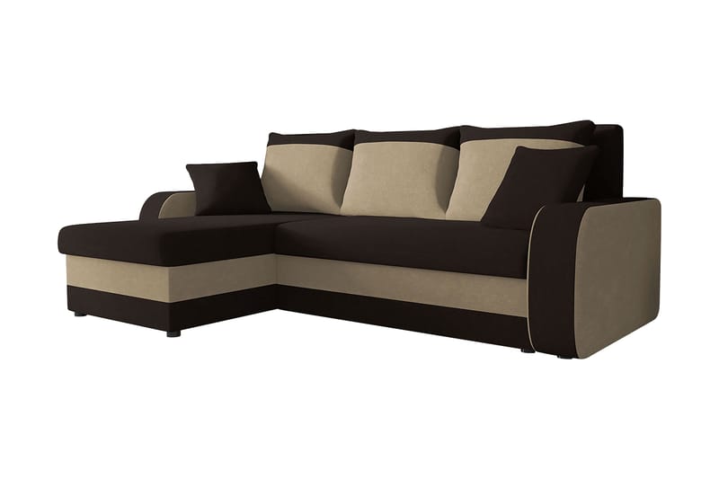 3-sits Hörnbäddsoffa Nyarp Universal - Brun/Beige - Sammetssoffa - Bäddsoffa divan