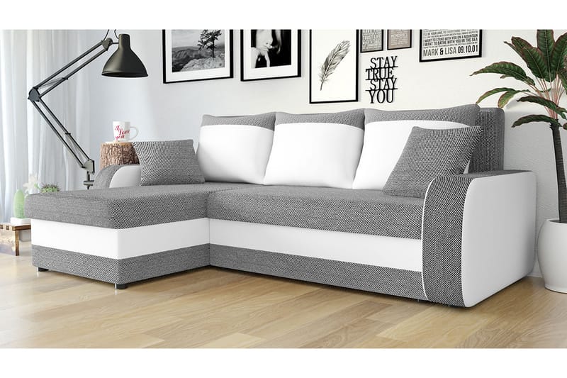 3-sits Hörnbäddsoffa Nyarp Universal - Grå/Vit - Möbler - Soffa - Bäddsoffa - Bäddsoffa divan