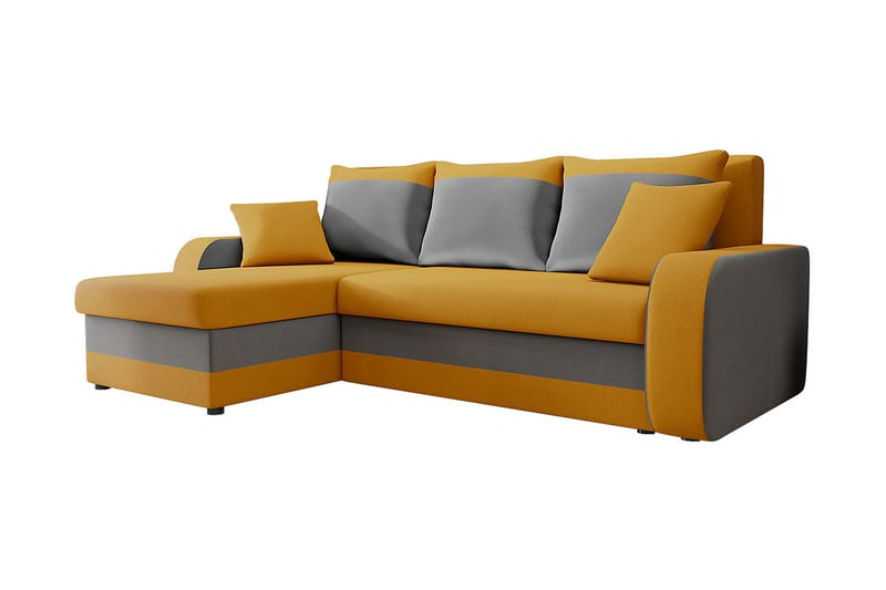 3-sits Hörnbäddsoffa Nyarp Universal - Orange/Grå - Sammetssoffa - Bäddsoffa divan