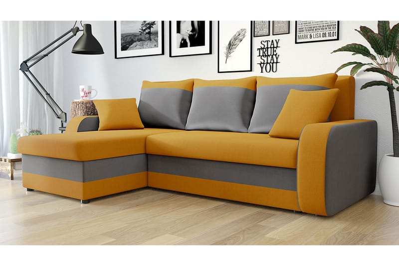 3-sits Hörnbäddsoffa Nyarp Universal - Orange/Grå - Möbler - Soffa - Bäddsoffa - Bäddsoffa divan