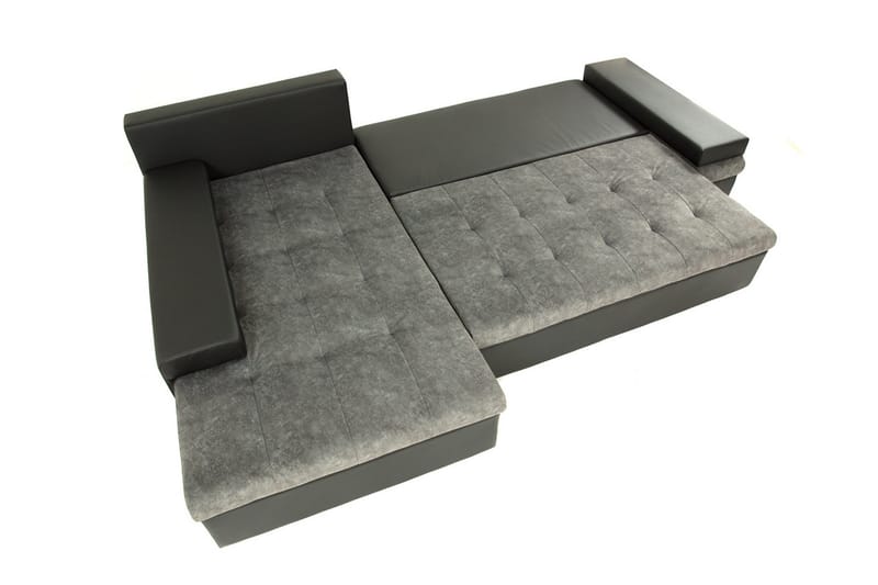 3-sits Vänster L-formad Bäddsoffa med Divan och Förvaring i Tyg - Svart - Möbler - Soffa - Bäddsoffa - Bäddsoffa divan