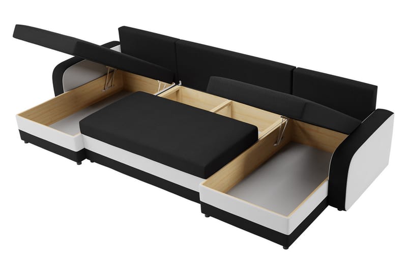 4-sits Bäddsoffa med Divan Nyarp med Kuddar - Sammet/Svart/Grå - Möbler - Soffa - Bäddsoffa - Bäddsoffa divan