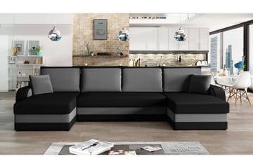 4-sits Bäddsoffa med Divan Nyarp med Kuddar - Sammet/Svart/Grå - Möbler - Soffa - Bäddsoffa - Bäddsoffa divan