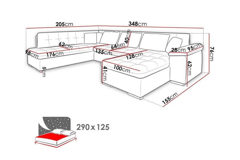 5-sits Hörnbäddsoffa Sakri - Bäddsoffa divan