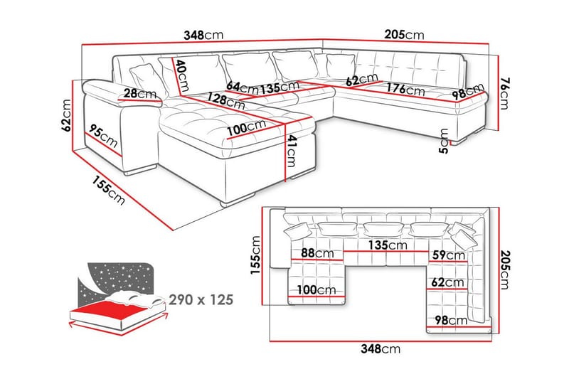 5-sits Hörnbäddsoffa Sakri - Möbler - Soffa - Bäddsoffa - Bäddsoffa divan