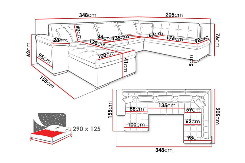 5-sits Hörnbäddsoffa Sakri - Bäddsoffa divan