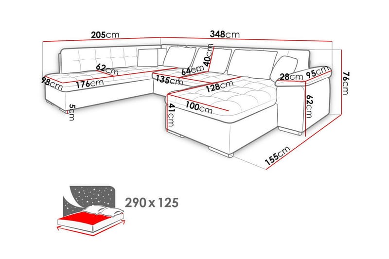 5-sits Hörnbäddsoffa Sakri - Bäddsoffa divan